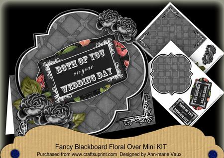 Black Rose Wedding Day Blackboard Over 3D Card Kit