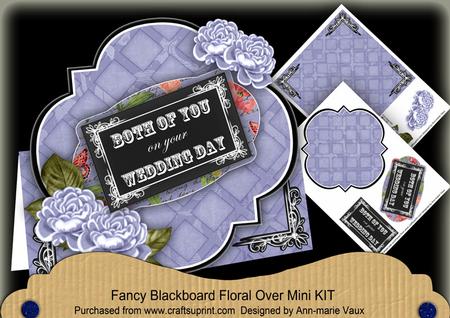 Blue Rose Wedding Day Blackboard Over 3D Card Kit