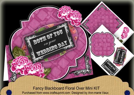 Cerise Rose Wedding Day Blackboard Over 3D Card Kit
