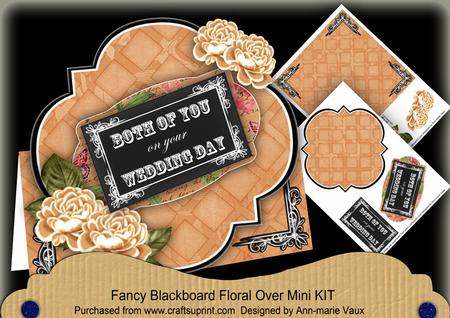 Peach Rose Wedding Day Blackboard Over 3D Card Kit