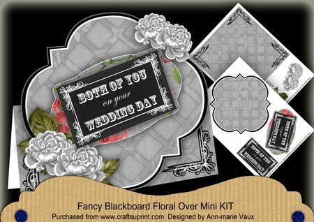 Silver Rose Wedding Day Blackboard Over 3D Card Kit