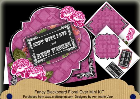 Cerise Rose Best Wishes Blackboard Over 3D Card Kit