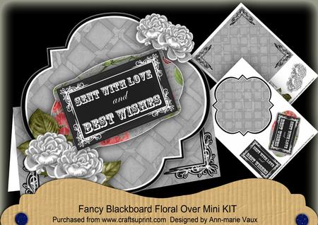 Silver Rose Best Wishes Blackboard Over 3D Card Kit