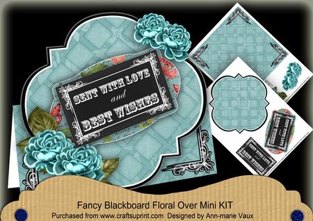 Teal Rose Best Wishes Blackboard Over 3D Card Kit