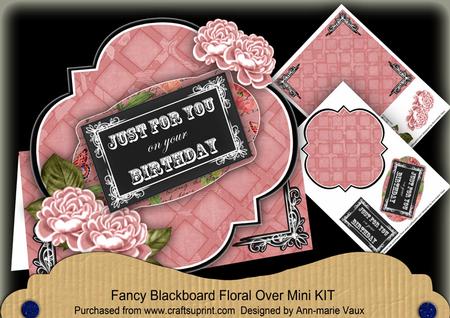 Pink Rose Just for You Blackboard Over 3D Card Kit