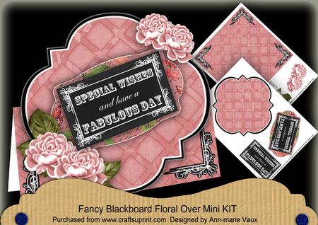 Pink Rose Fabulous Day Blackboard Over 3D Card Kit