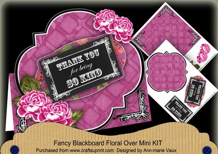 Cerise Rose Thank You Blackboard Over 3D Card Kit
