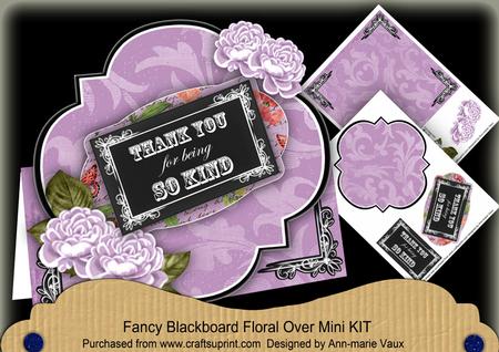 Lilac Rose Thank You Blackboard Over 3D Card Kit