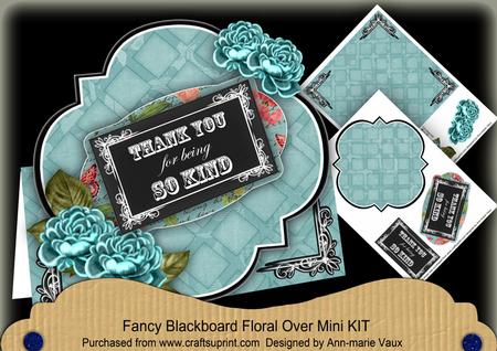 Teal Rose Thank You Blackboard Over 3D Card Kit