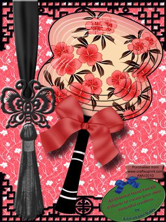 Black Blossom A4 Oriental Hand Fan Kit