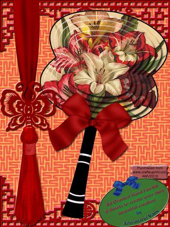 Lily Bunch A4 Oriental Hand Fan Topper Kit