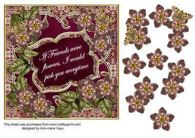 Hot Pink Met Fleur If Friends -  7in Fancy Decoupage Topper