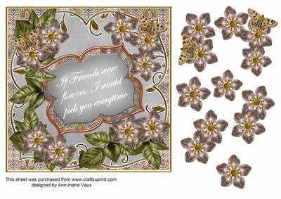 Silver Met Fleur If Friends -  7in Fancy Decoupage Topper