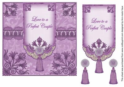 Lilac Perfect Couple 7in Ornate Lace Tag Topper