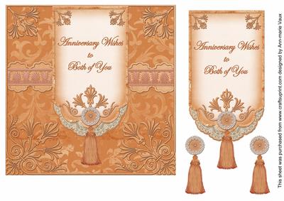 Borange Anniversary Wishes 7in Ornate Lace Tag Topper