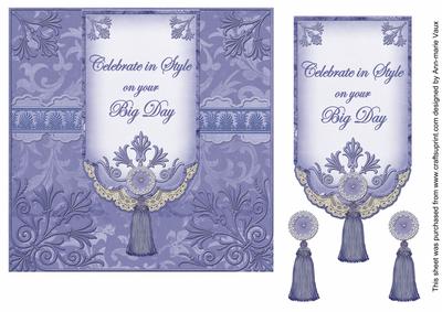 Blue Big Day 7in Ornate Lace Tag Topper