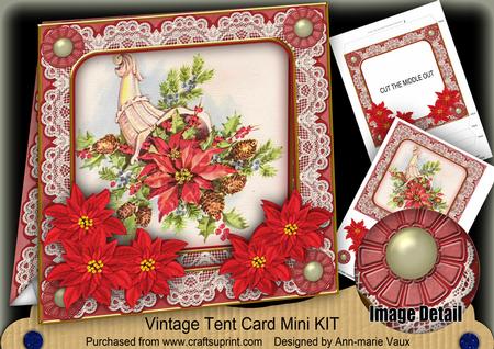 Christmas Floral 7inch Vintage Tent Card Mini Kit