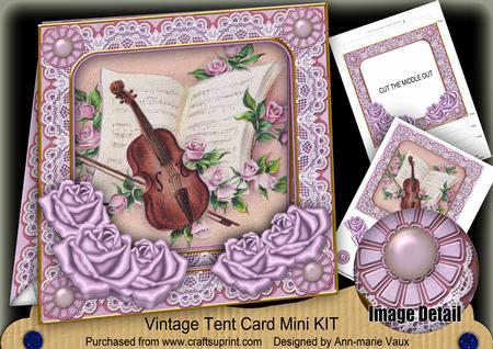 Lilac Violin 7inch Vintage Tent Card Mini Kit