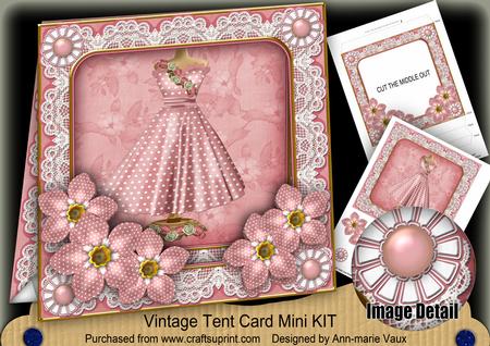 Pink Dotty Dress 7inch Vintage Tent Card Mini Kit