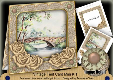 Gold Rose Bridge 7inch Vintage Tent Card Mini Kit