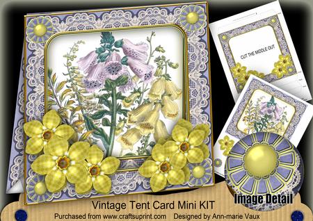 Lemon Foxgloves 7inch Vintage Tent Card Mini Kit