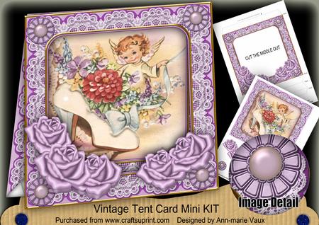 Lilac Shoe Fairy 7inch Vintage Tent Card Mini Kit