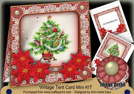 Red Christmas Tree 7inch Vintage Tent Card Mini Kit