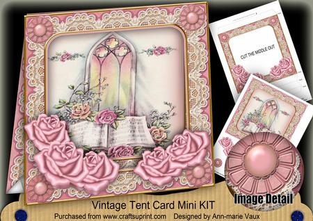 Pink Glory Window 7inch Vintage Tent Card Mini Kit