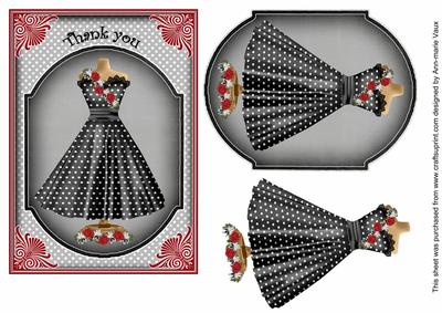 Black Red Dotty Thank You 7x5inch Fashion Topper