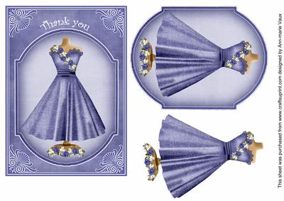 Blue Dress Thank You 7x5inch Fashion Topper