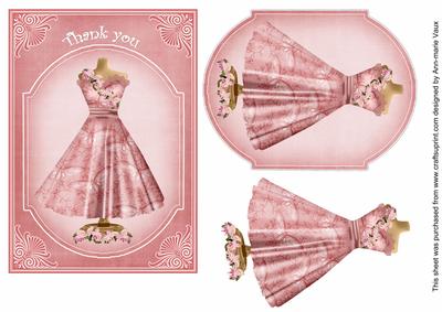 Pink Butterfly Thank You 7x5inch Fashion Topper