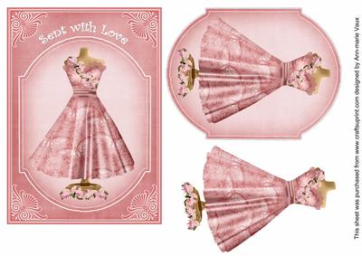 Pink Butterfly Sent with Love 7x5inch Fashion Topper