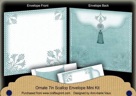Dusky Teal Dotty 7x7inch Easy Assemble Envelope Mini Kit