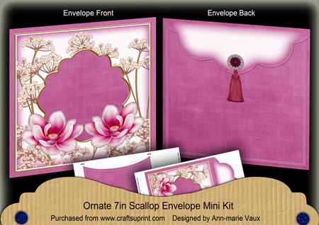 Cerise Magnolia Time 7x7inch Easy Assemble Envelope Mini Kit
