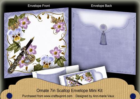 Blue Pansy Fancy 7x7inch Easy Assemble Envelope Mini Kit