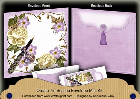 Cream Lil Rose Fancy 7x7inch Easy Assemble Envelope Mini Kit
