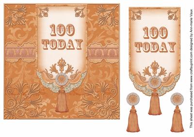 Burnt Orange 100 Today 7in Ornate Lace Tag Topper