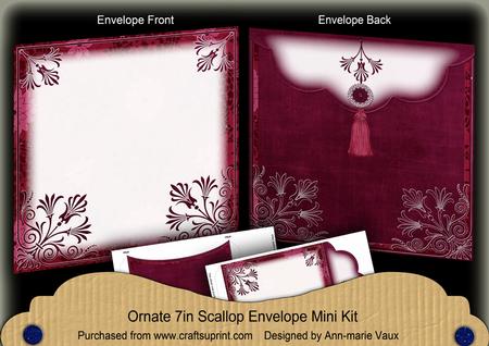 Hot Pink Ornate 7x7inch Easy Assemble Envelope Mini Kit