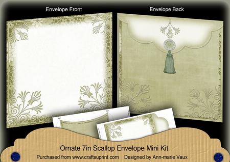 Olive Ornate 7x7inch Easy Assemble Envelope Mini Kit