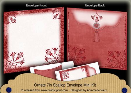 Red Ornate 7x7inch Easy Assemble Envelope Mini Kit