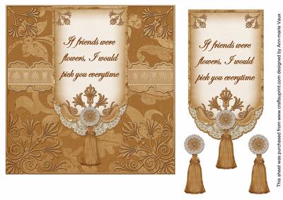 Vintage Tea If Friends Were -  7in Ornate Lace Tag Topper
