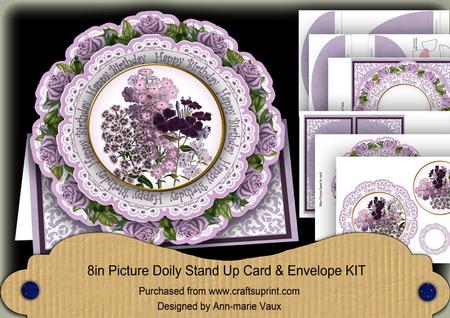 Lilac Bouquet Happy Birthday 3D Picture Doily C & E Kit