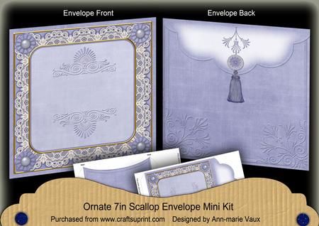 Blue Tent Lace 7x7inch Easy Assemble Envelope Mini Kit