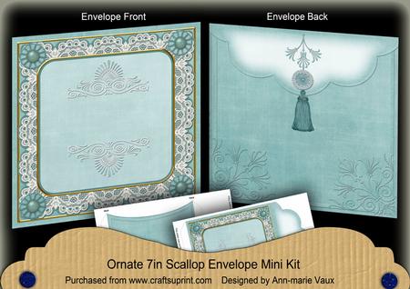 Dusky Teal Tent Lace 7x7inch Easy Assemble Envelope Mini Kit