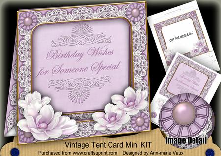 Lilac Magnolia Birthday Wishes 7in Tent Card Mini Kit