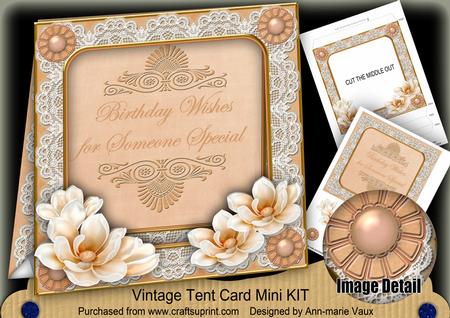 Borange Magnolia Birthday Wishes 7in Tent Card Mini Kit