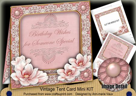 Pink Magnolia Birthday Wishes 7in Tent Card Mini Kit