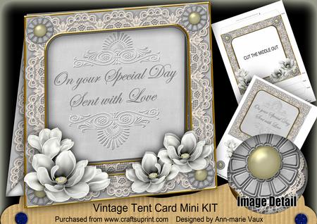Silver Magnolia Special Day 7in Tent Card Mini Kit