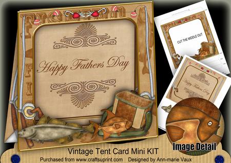 Vtea Fishing Fathers Day Vintage 7inch Tent Card Mini Kit