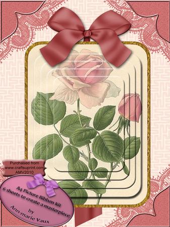 Pink Roses Decoupage A4 Card Front Kit